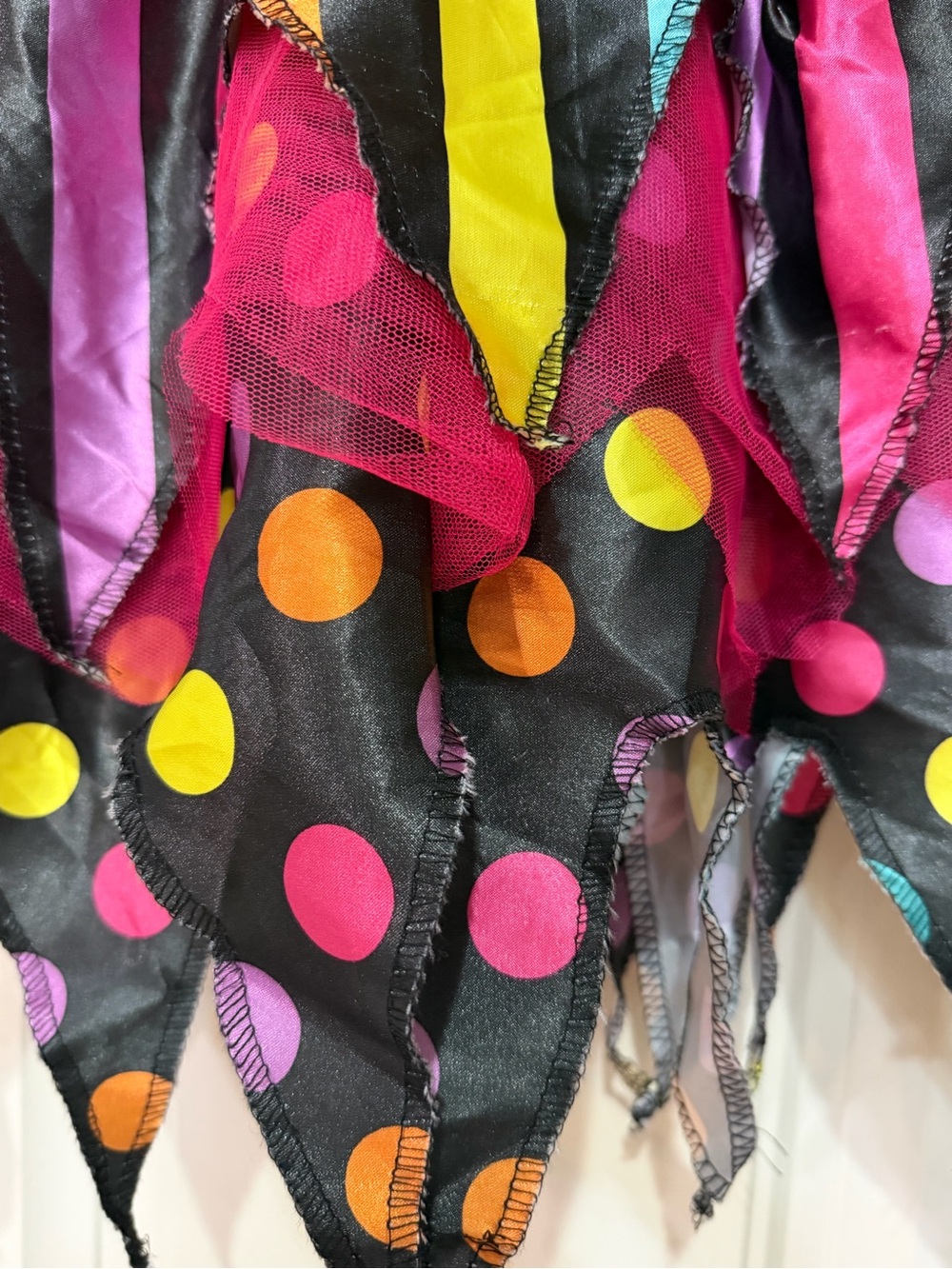 Kids Rainbow Polka Dot Witch Costume Dress - Black with Pink & Teal S(6-6X) - Picture 3 of 9